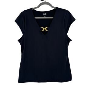 INC International Concepts Womens XL Gold Tone Crescent Moon Brooch Blouse Top